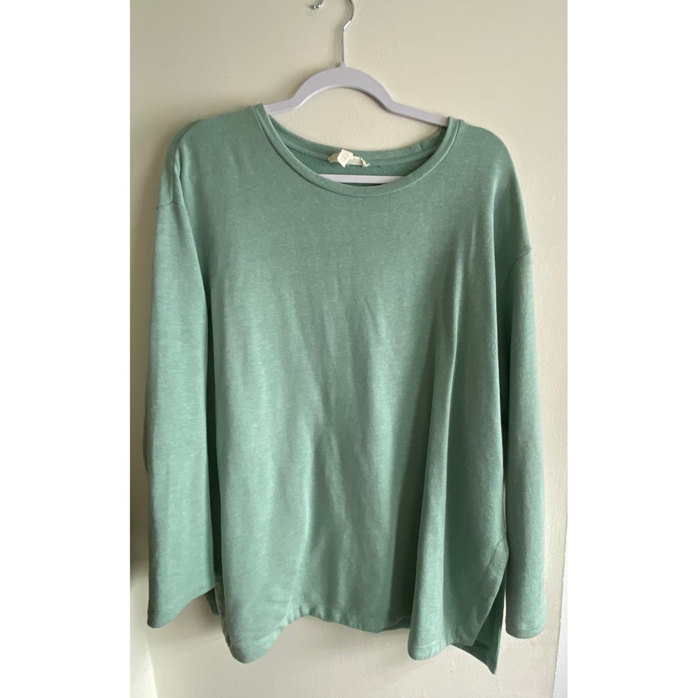Eileen Fisher Organic Cotton Linen Lyocell Sweatshirt Sage Green Small S/P